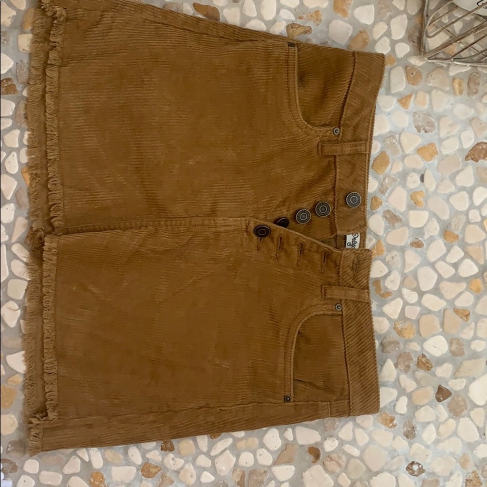 Tan Corduroy Mini Skirt
